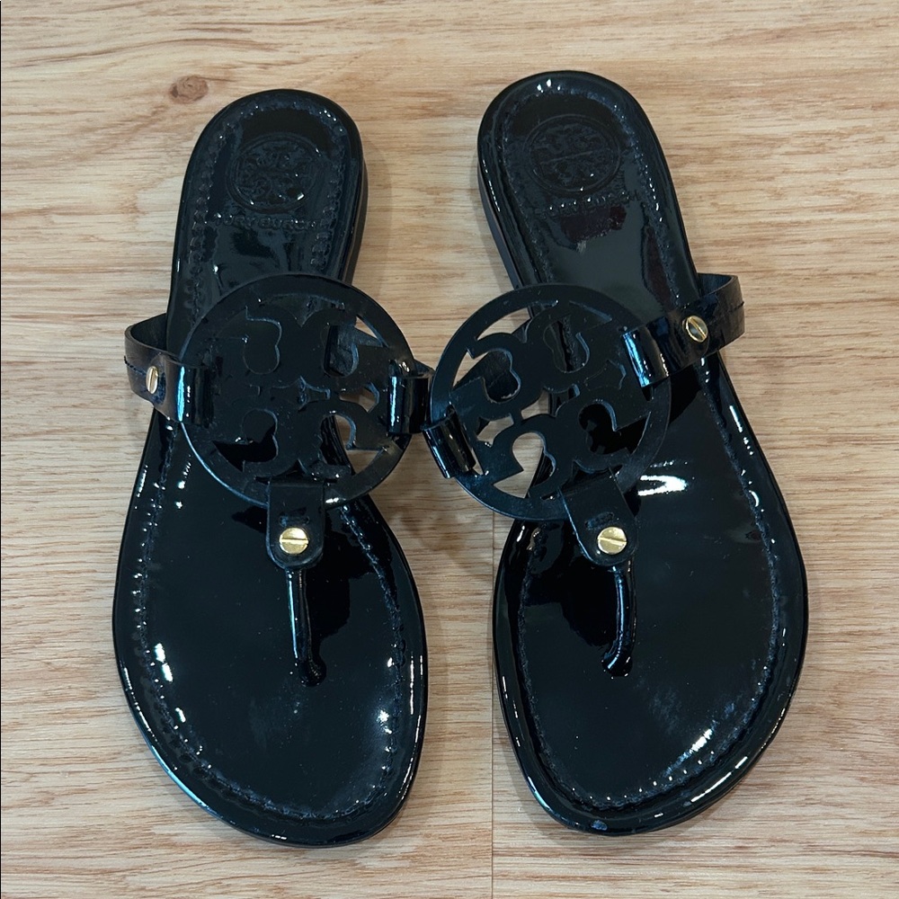 Tory Burch Glossy Black Sandals